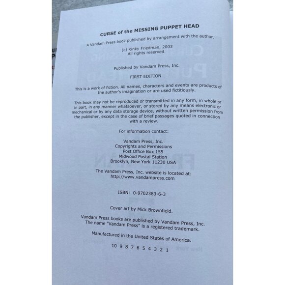 Signed First Edition Curse Of The Missing Puppet Head By Kinky Friedman - Picture 6 of 6